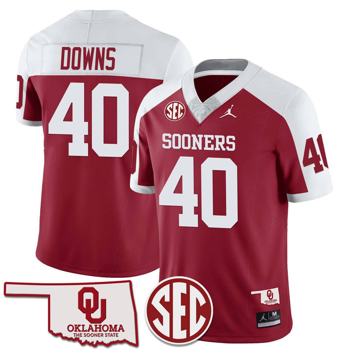 Men Oklahoma Sooners #40 Downs Red 2024 SEC Patch Vapor Premier Limited NCAA Jersey->indianapolis colts->NFL Jersey